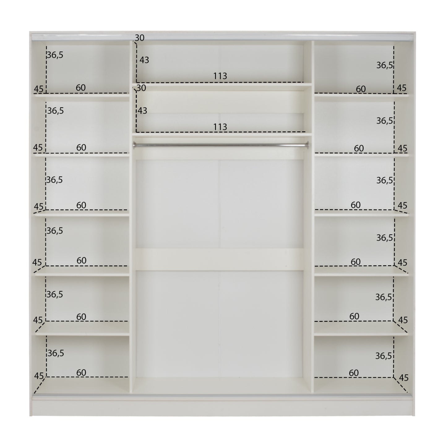 ΝΤΟΥΛΑΠΑ ΣΥΡΟΜΕΝΗ Adler ΜΕΛΑΜΙΝΗΣ ΛΕΥΚΗ ΜΕ ΚΑΘΡΕΦΤΗ 3ΦΥΛΛΗ Hm2462.03 240x60x240 εκ.
