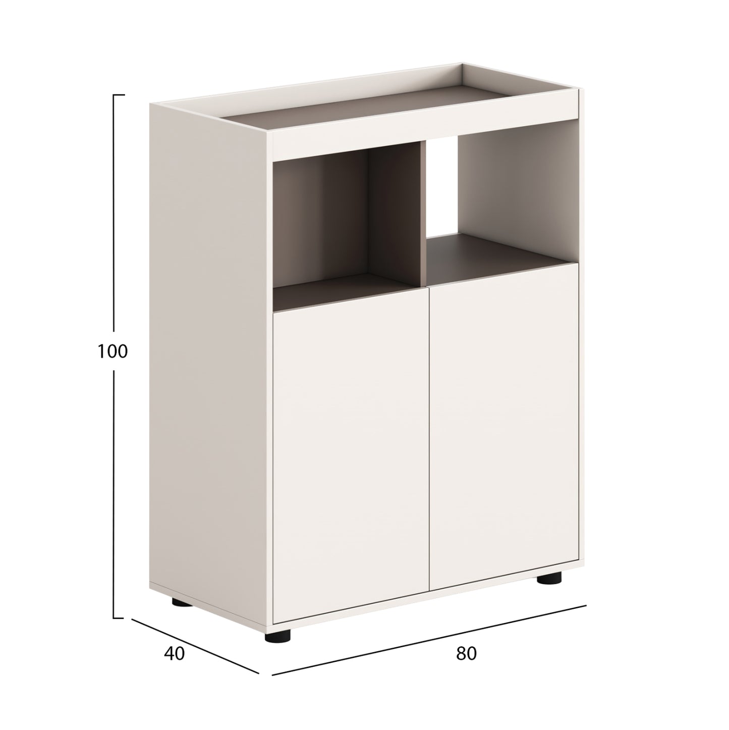 Cabinet/bookcase Newline Hm18284 Melamine In Cream White-light Brown 80x40x100hcm.