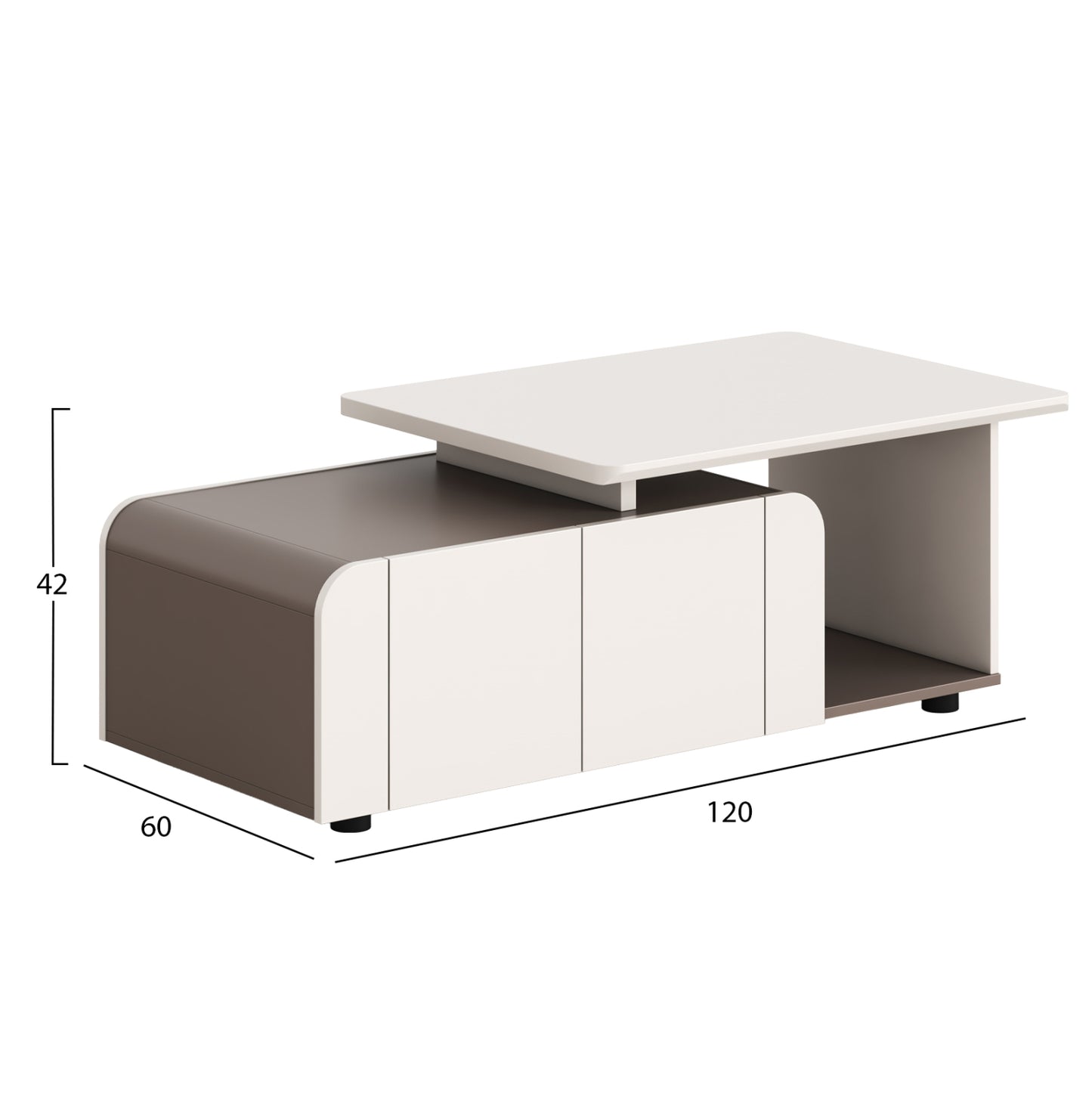 Office Cabinet Newline Hm18285 Melamine In Cream White - Light Brown 120x60x42hcm.