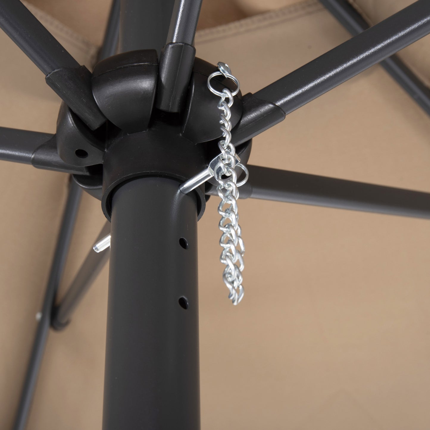 Aluminum Umbrella With 6 Spokes Kacen Hm6030.04 Mocha-anthracite Φ250x236h Cm.