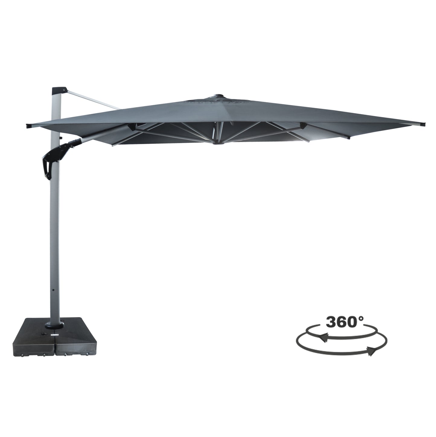Umbrella With Ground Water Base Javante Hm10723.01 Aluminum In Silver Color--grey Shade 3x4x2.86hm