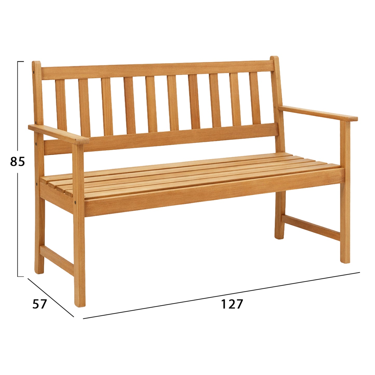 Outdoor Bench 2-seater Fornel Hm6546 Acacia Wood In Natural Color 122x57x85hcm.
