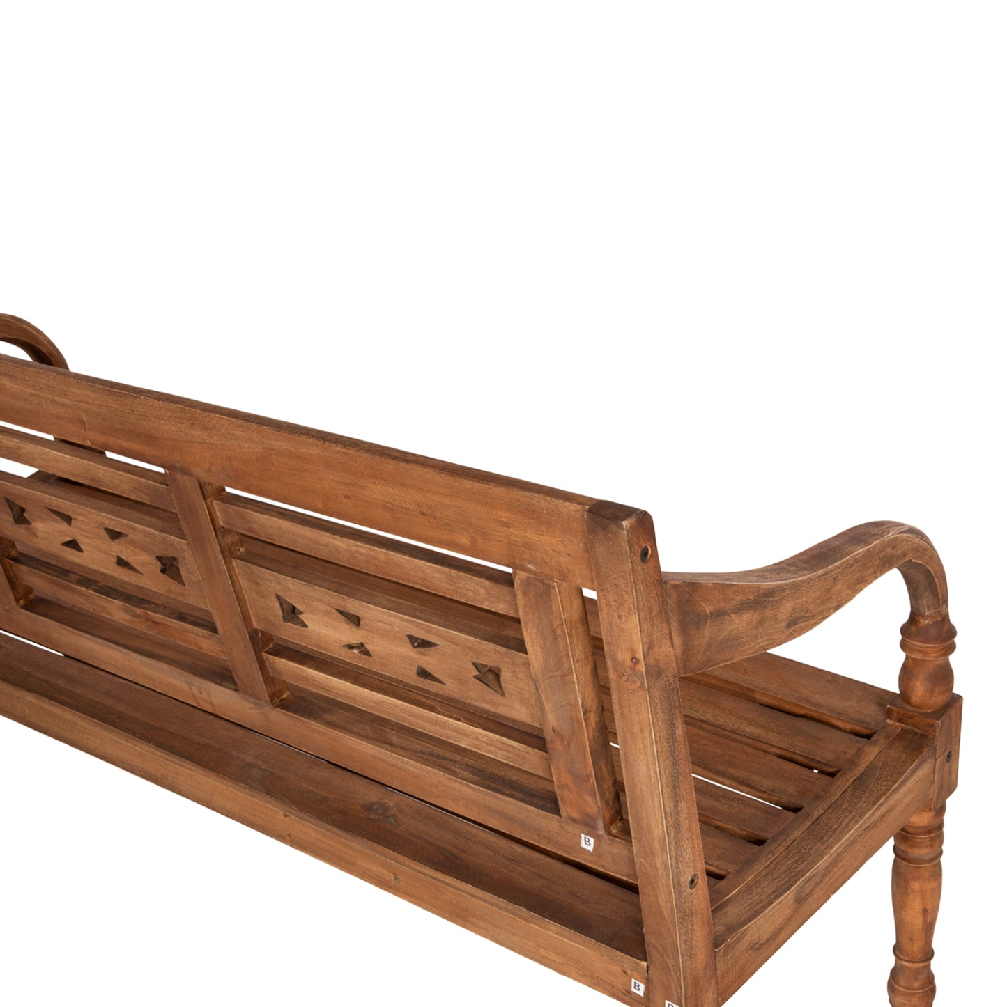 Outdoor Bench Hm7903 Solid Mahogany Wood In Natural With Backrest And Arms 148x54x90hcm.