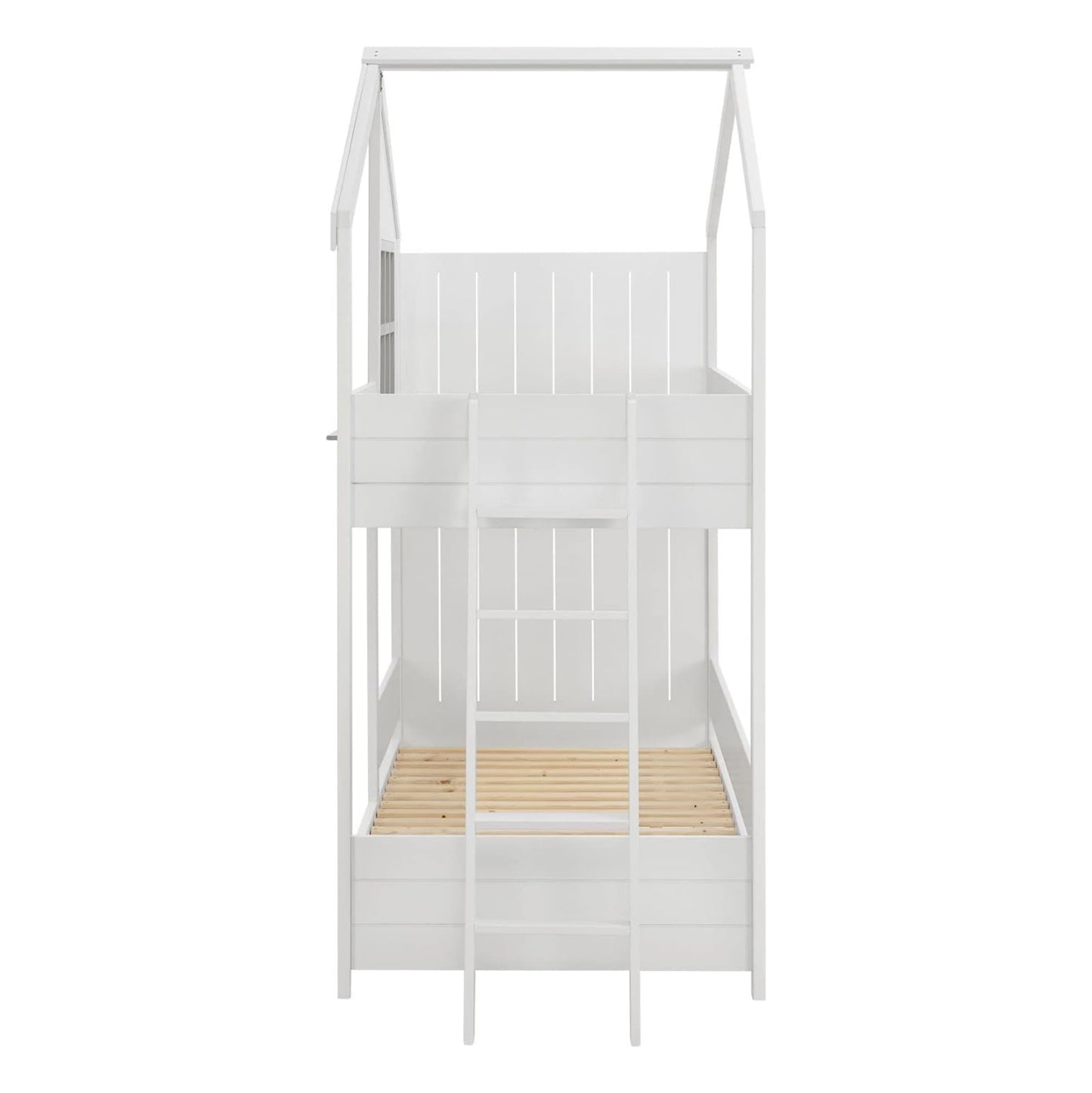 Children's Bunkbed T.montessori Combo Hm707.03 Solid Pine Wood In White- 190x90cm.