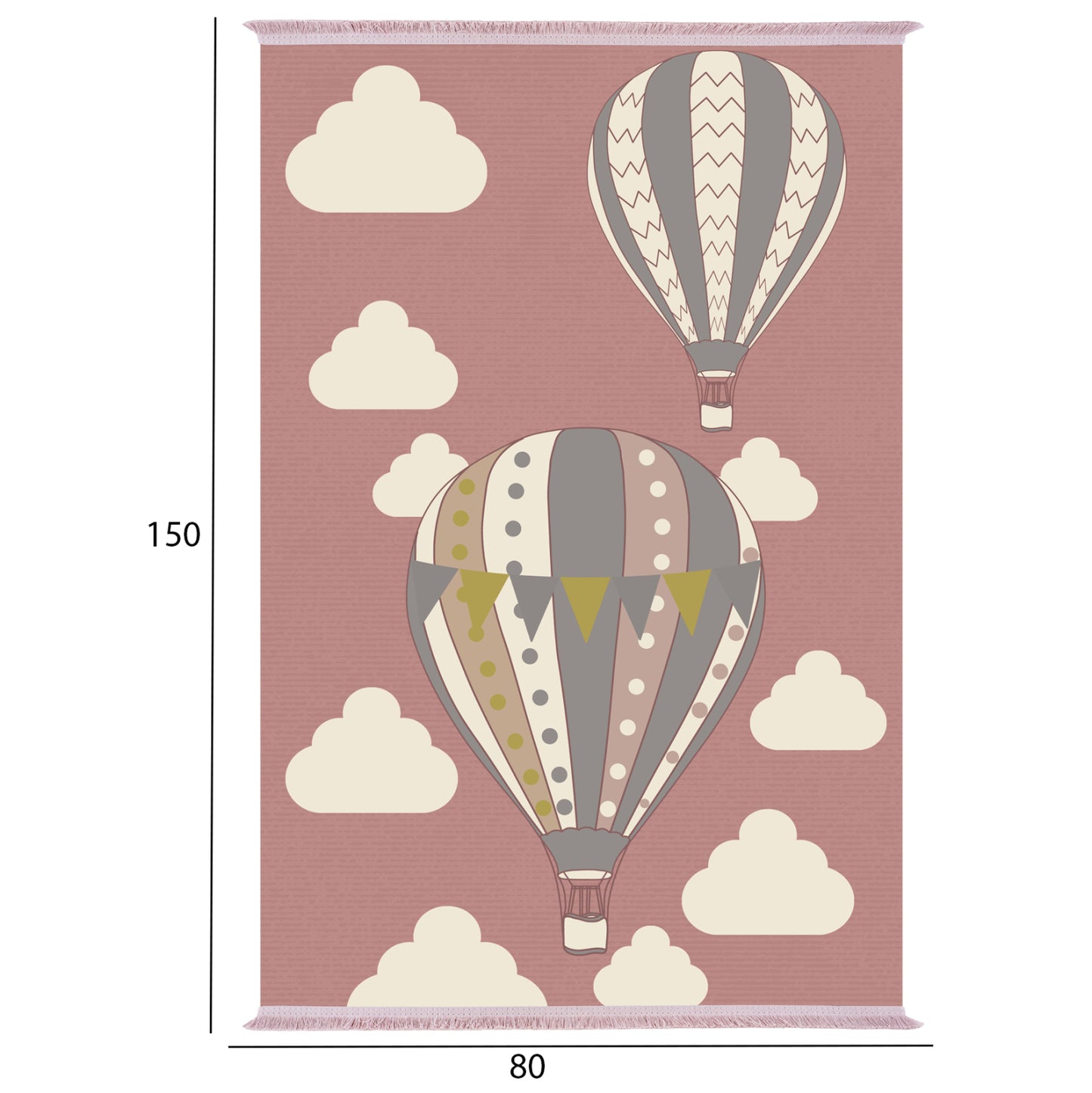 Series Kidder Kids' Carpet With Fringes Hm7678.22 Pink- Balloons 80Χ150