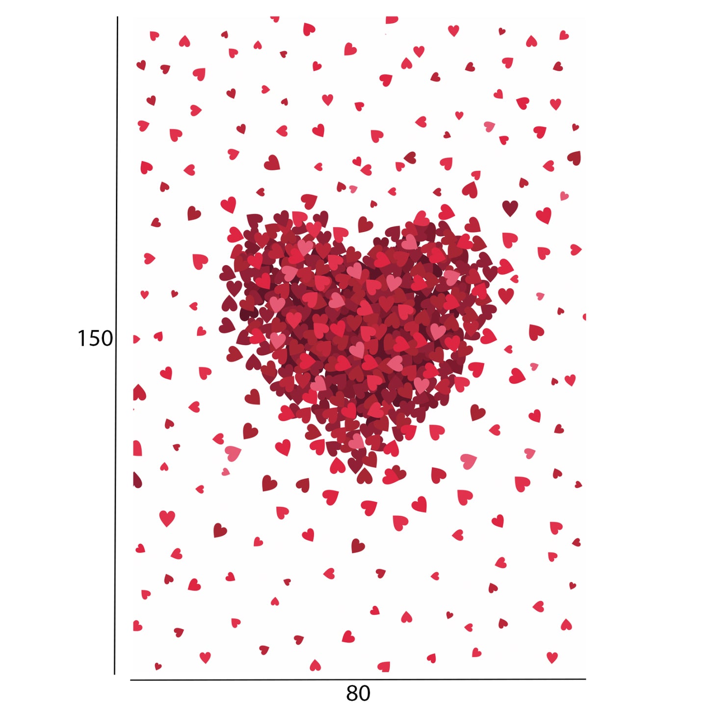 Series Kidder Hm7678.08 80Χ150cm,white With Red Hearts Carpet, With Fringes