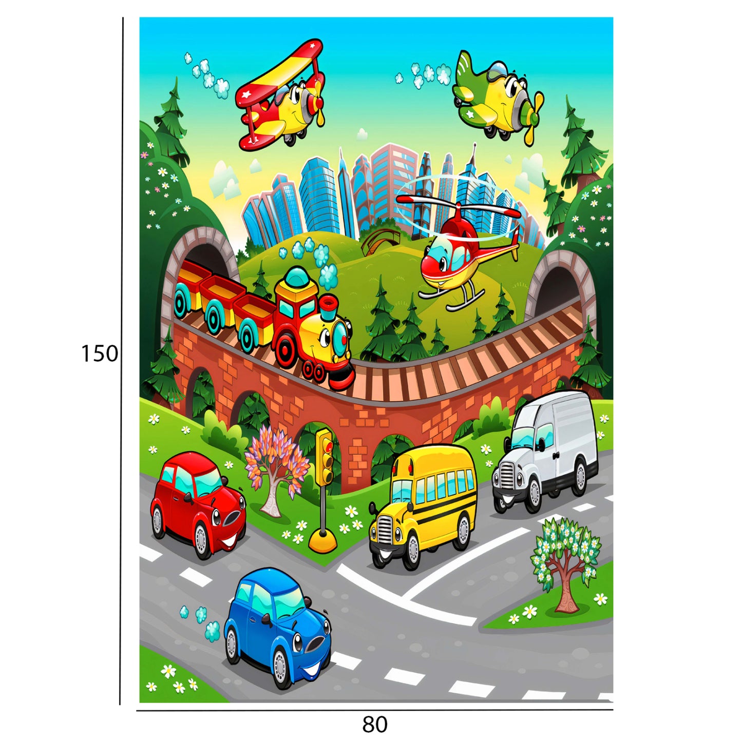 Series Kidder Hm7678.13 80Χ150cm, Kids Rug With Various Means Of Transport, Fringes
