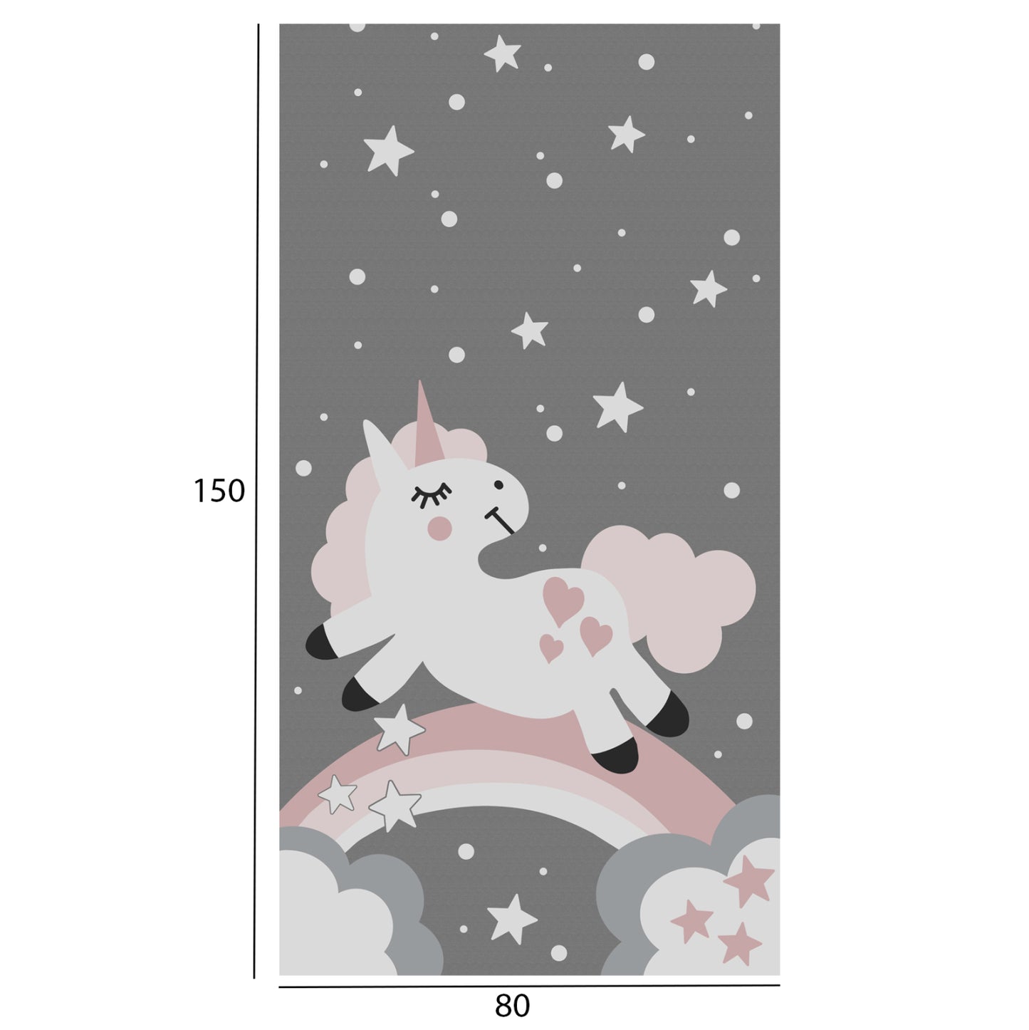 Series Kidder Hm7678.15 80Χ150cm, Kids Rug With Unicorn, Fringes