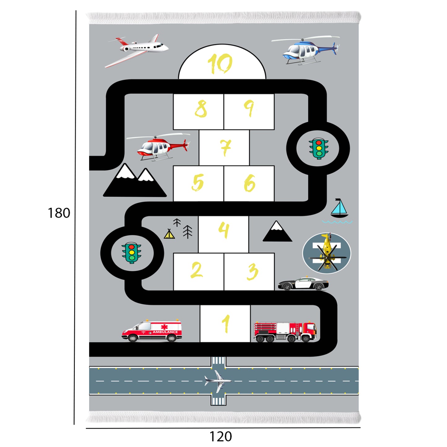 Hm7679.10 120Χ180cm, Kids Carpet With Hopscotch Game, Fringes