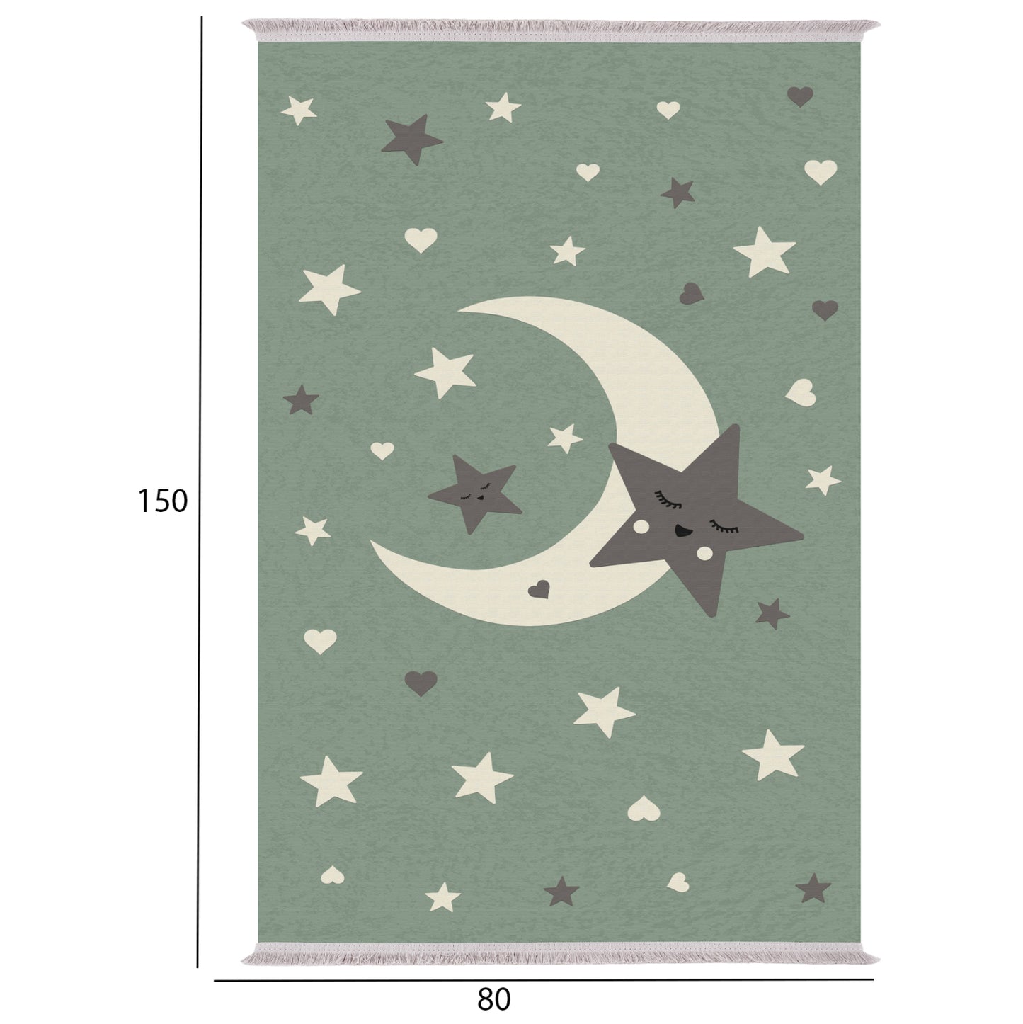 Series Kidder Kids' Carpet With Fringes Hm7678.20 Moon With Stars 80Χ150