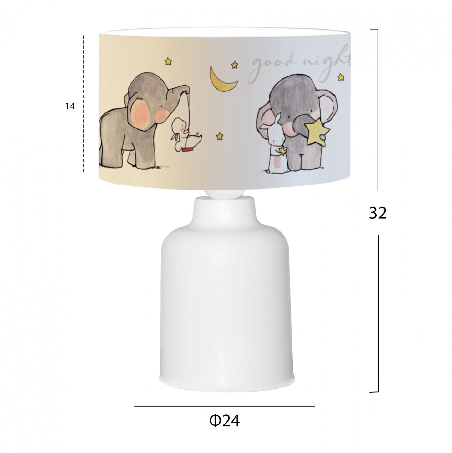 Children's Table Lamp Baloo Hm7577.01 Animal Figures Φ24x32h Cm.
