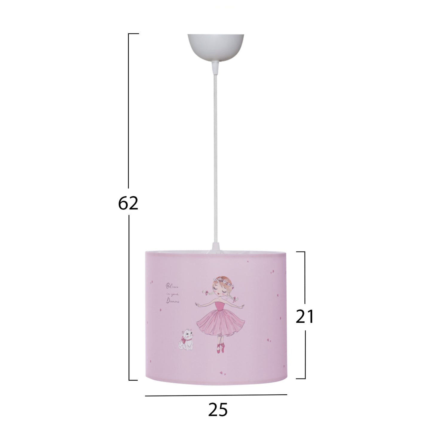 Kid's Ceiling Pendant Fabric Rink Ballerina Φ25x21-62h Fb97575.02
