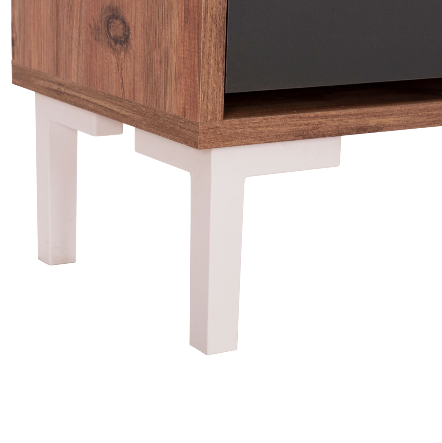 Shoe Cabinet Medy Hm18187.02 Melamine In Anthracite & Natural-black Legs 85x30x108.5hcm.