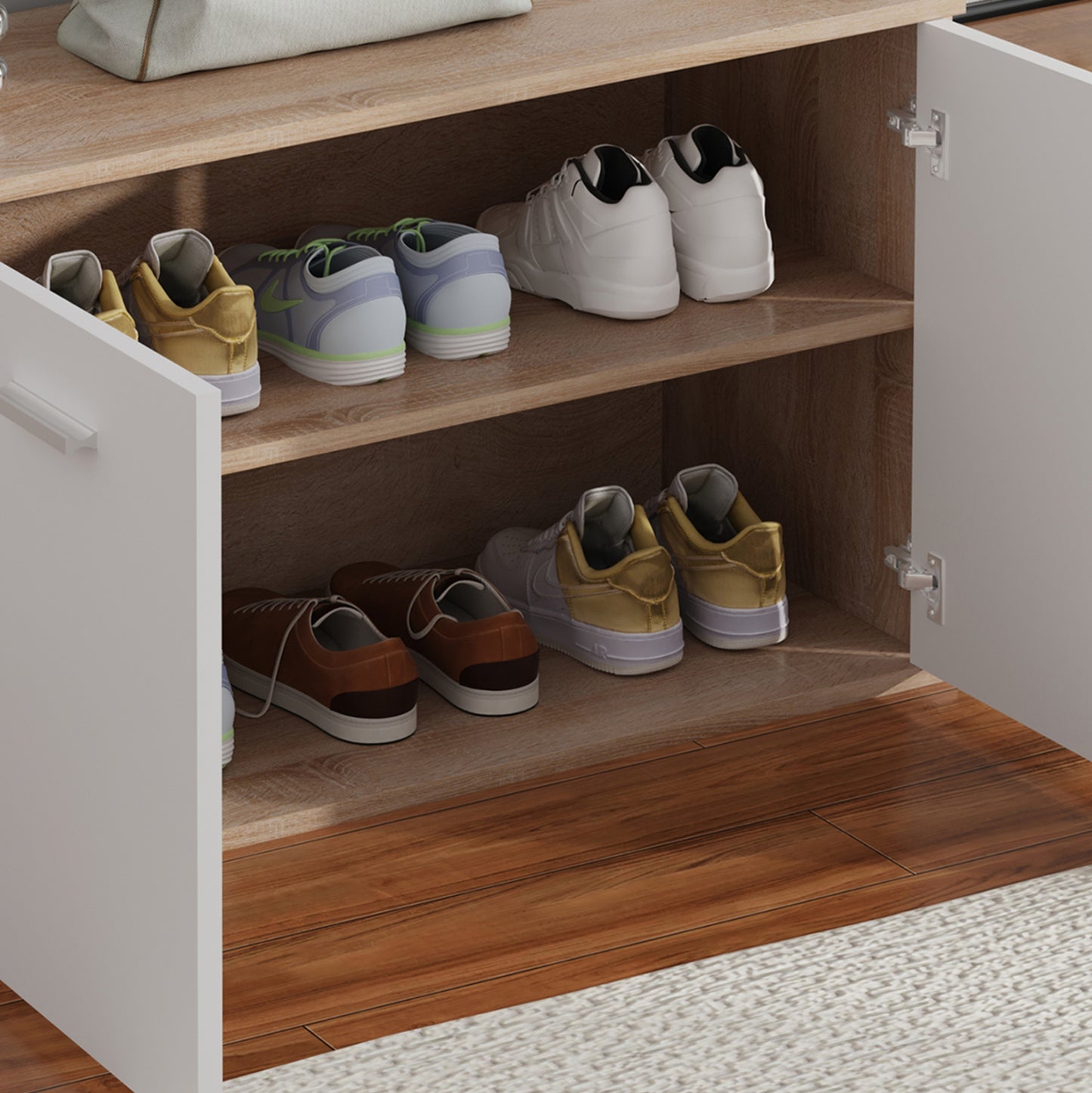 Shoe Cabinet Dionne Hm4363 Melamine In Sonama-white 80x35x46hcm.