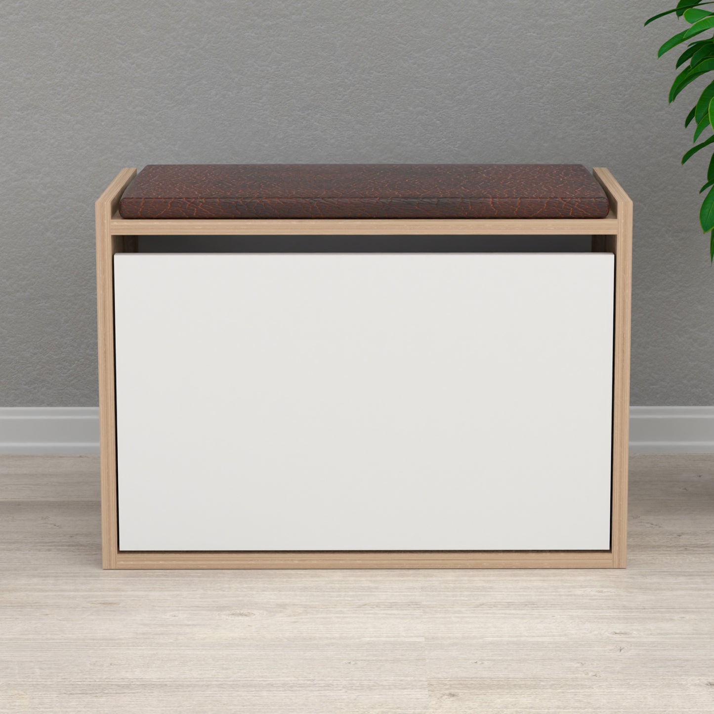 Shoe Rack With Seat Vidal Hm18190.01 Melamine In Sonama-white 60x30x45hcm.