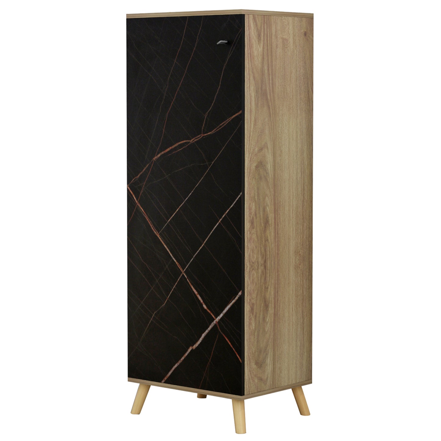 Shoe Cabinet Alvaro Hm8954.13 Melamine In Sonama-black Marble 50Χ38Χ135hcm.