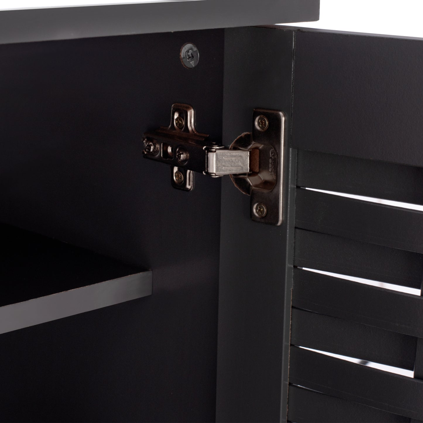 Shoe Cabinet Kabira Hm2210.10 4-door Melamine In Dark Grey Color 77x34x123hcm.