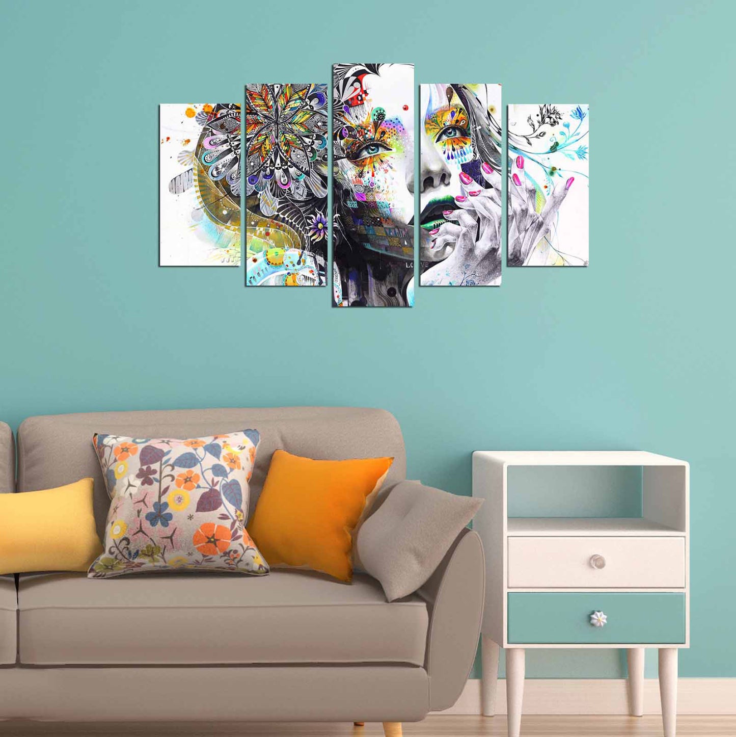 Mdf Painting Modern Dazzling Beauty Girl Face Hm7206.04 100x60x3 Cm.