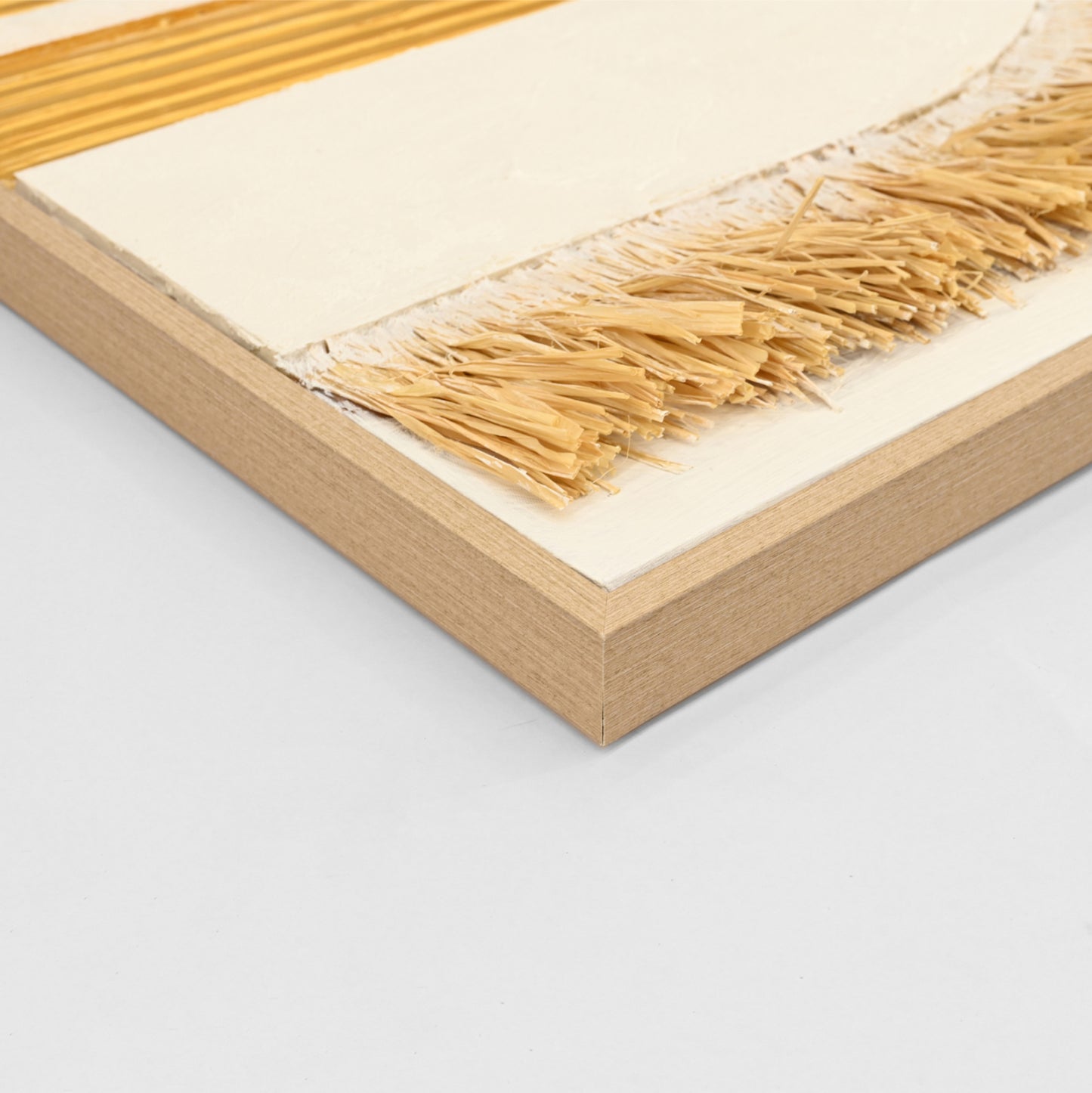 Wall Painting 3d Hm4537.01 With Beige Ps Frame-white Canvas-handmade 80x3,5x120hcm.