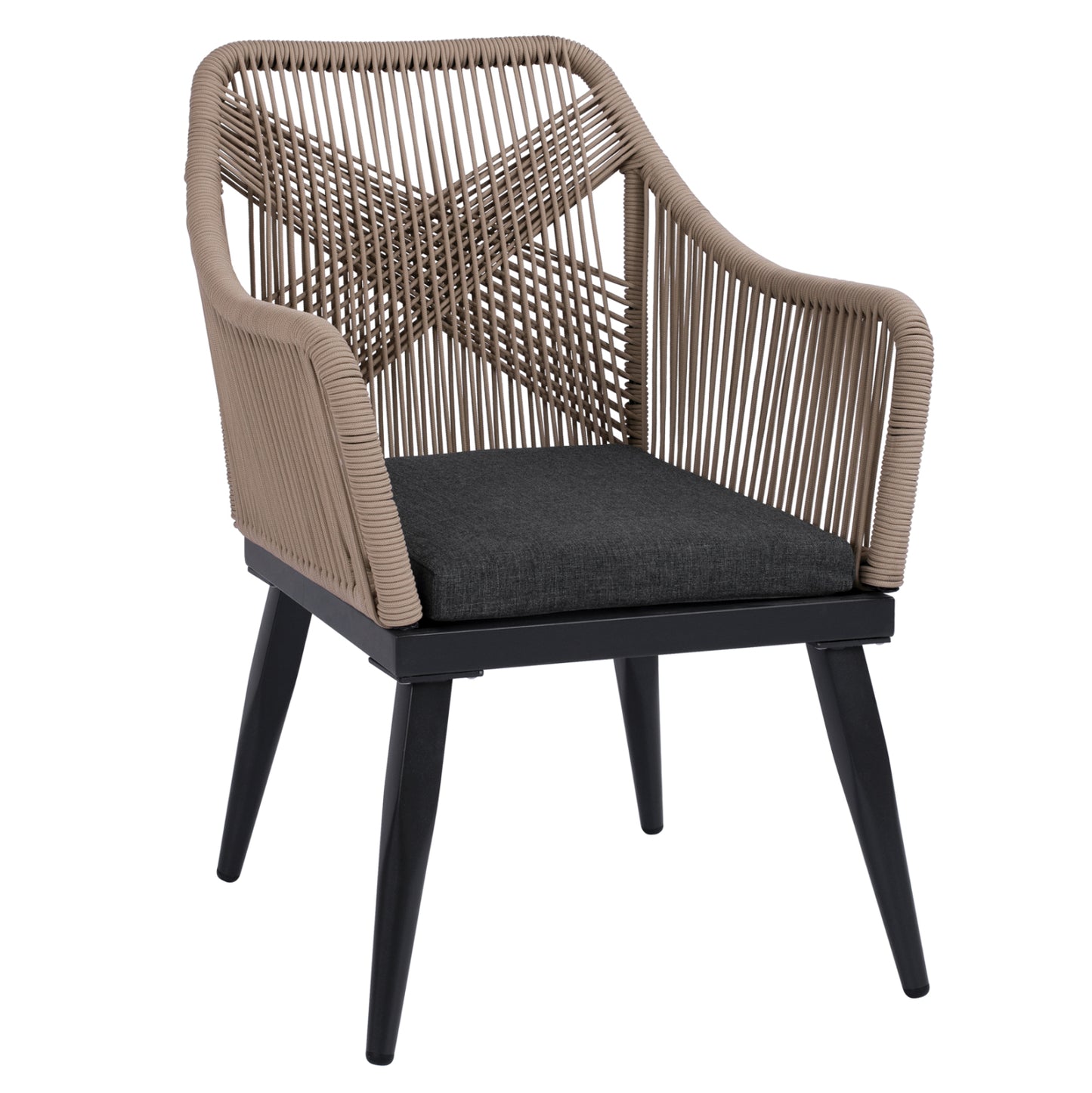 Aluminum Armchair Myrtia Hm5549.12 Beige Rope - Anthracite Colored Legs 62x63x90hcm