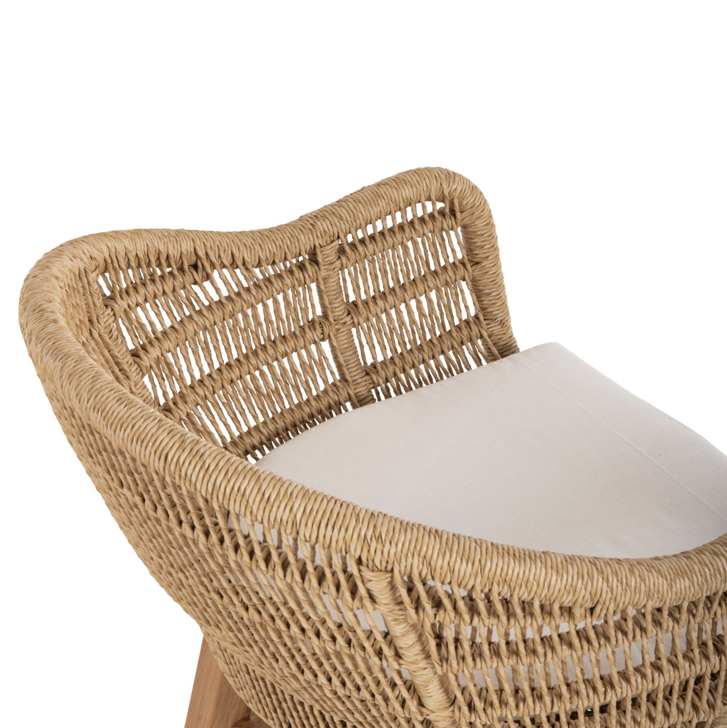 Armchair Lamora Hm9826 Teak Wood-synthetic Rope-cushion 58.5x58.5x76hcm.