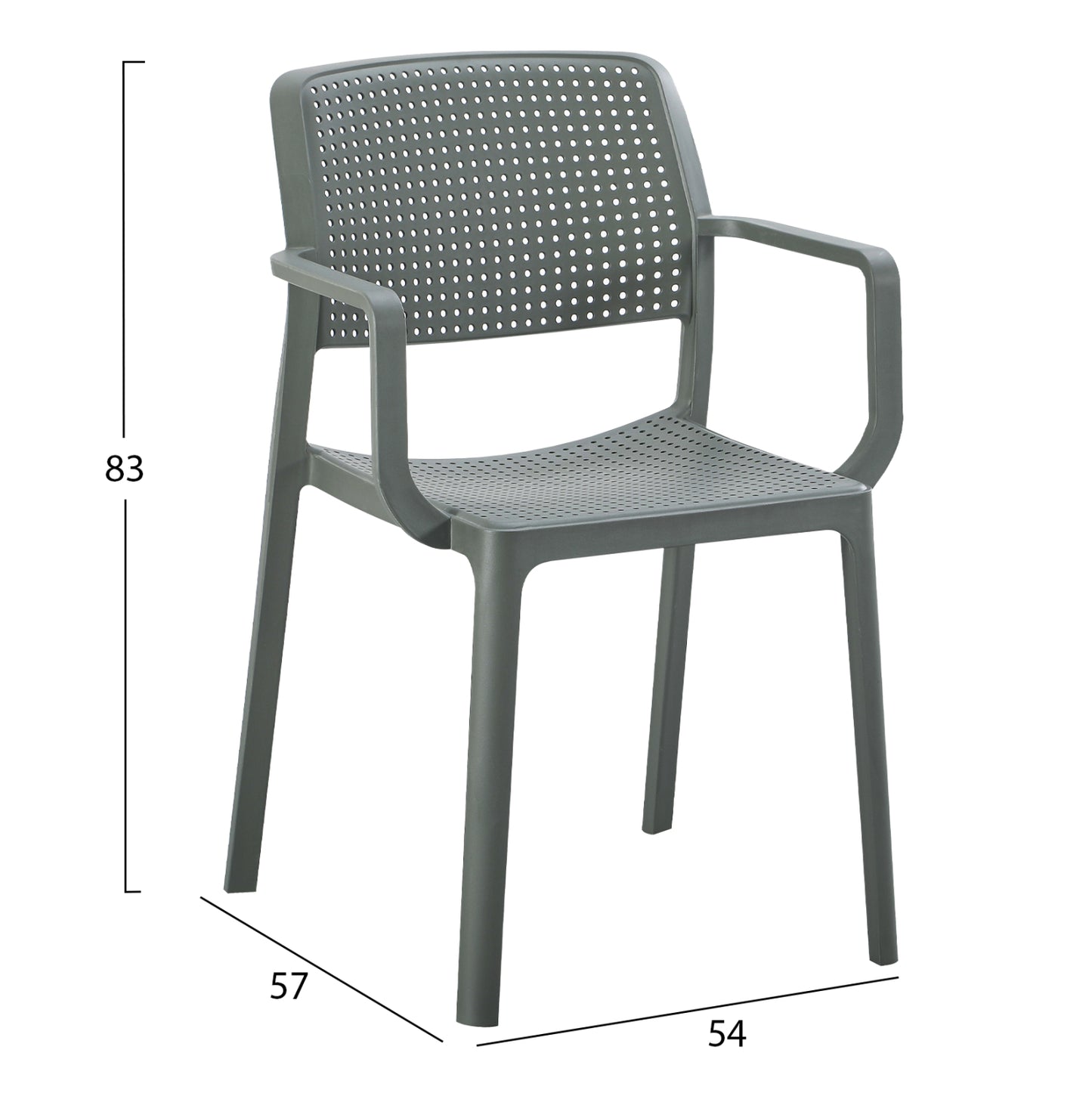 Outdoor Dining Armchair Comfee Hm6102.05 Dark Olive Green Polypropylene 54x57x83hcm.
