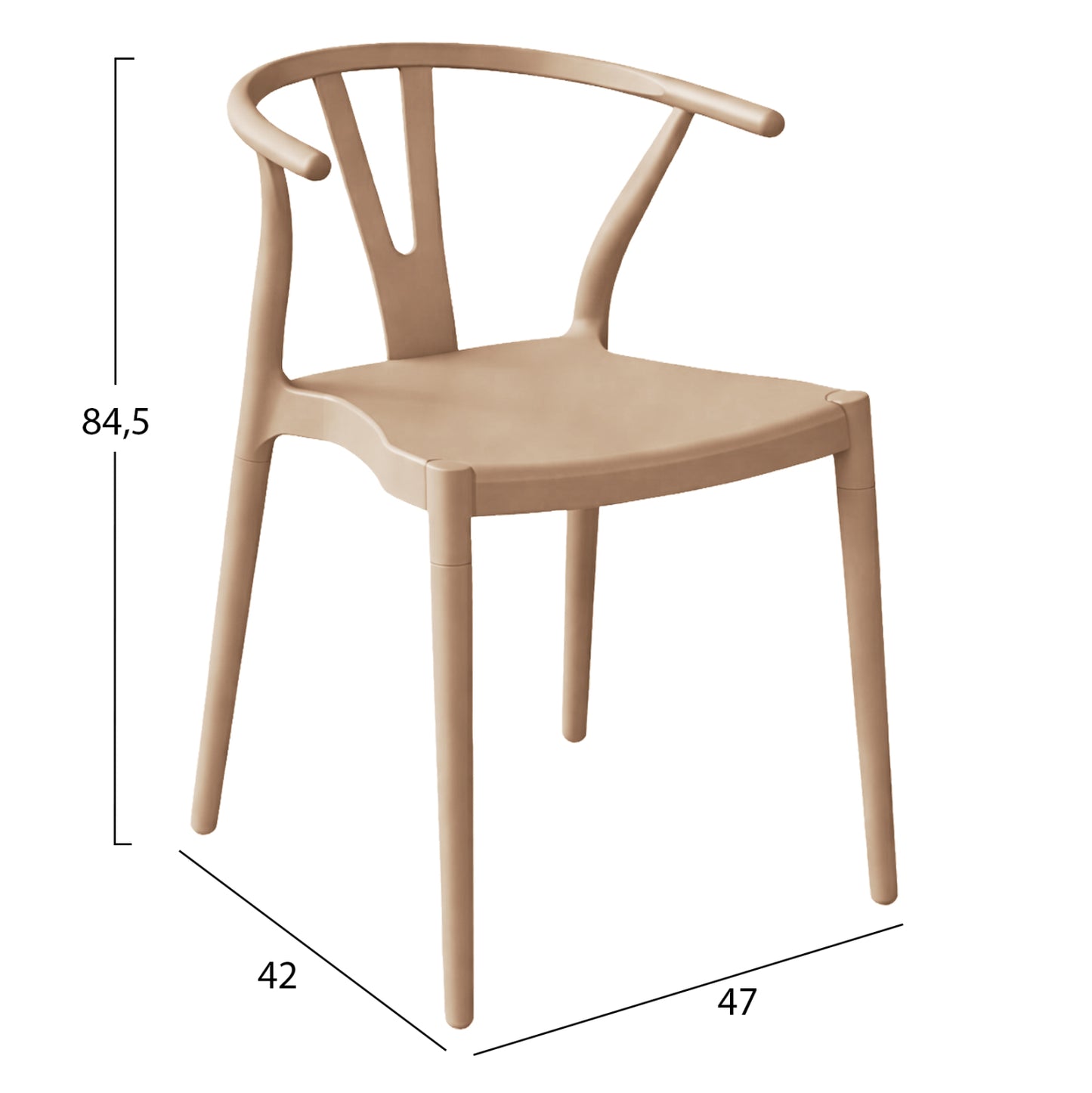 Outdoor Dining Chair Brave Hm6625.04 Polpypropylene In Cappuccino Color 47x42x84.5hcm