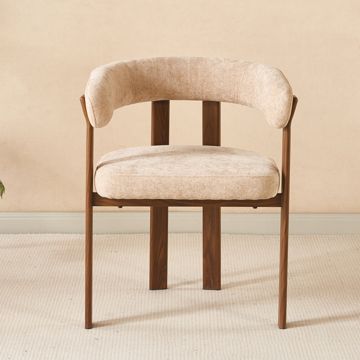 Dining Chair Shemi Hm18476.01 Beige Velvet--metal Legs In Walnut 65x56x79hcm.