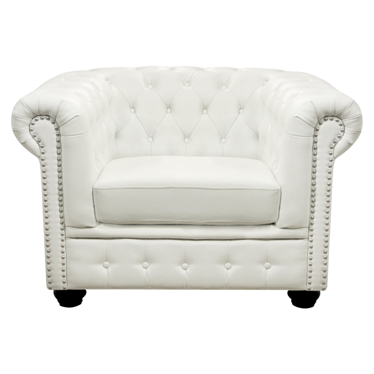 Armchair T.chesterfield Polina Hm3011.02, Pu White, 110x90x73hcm