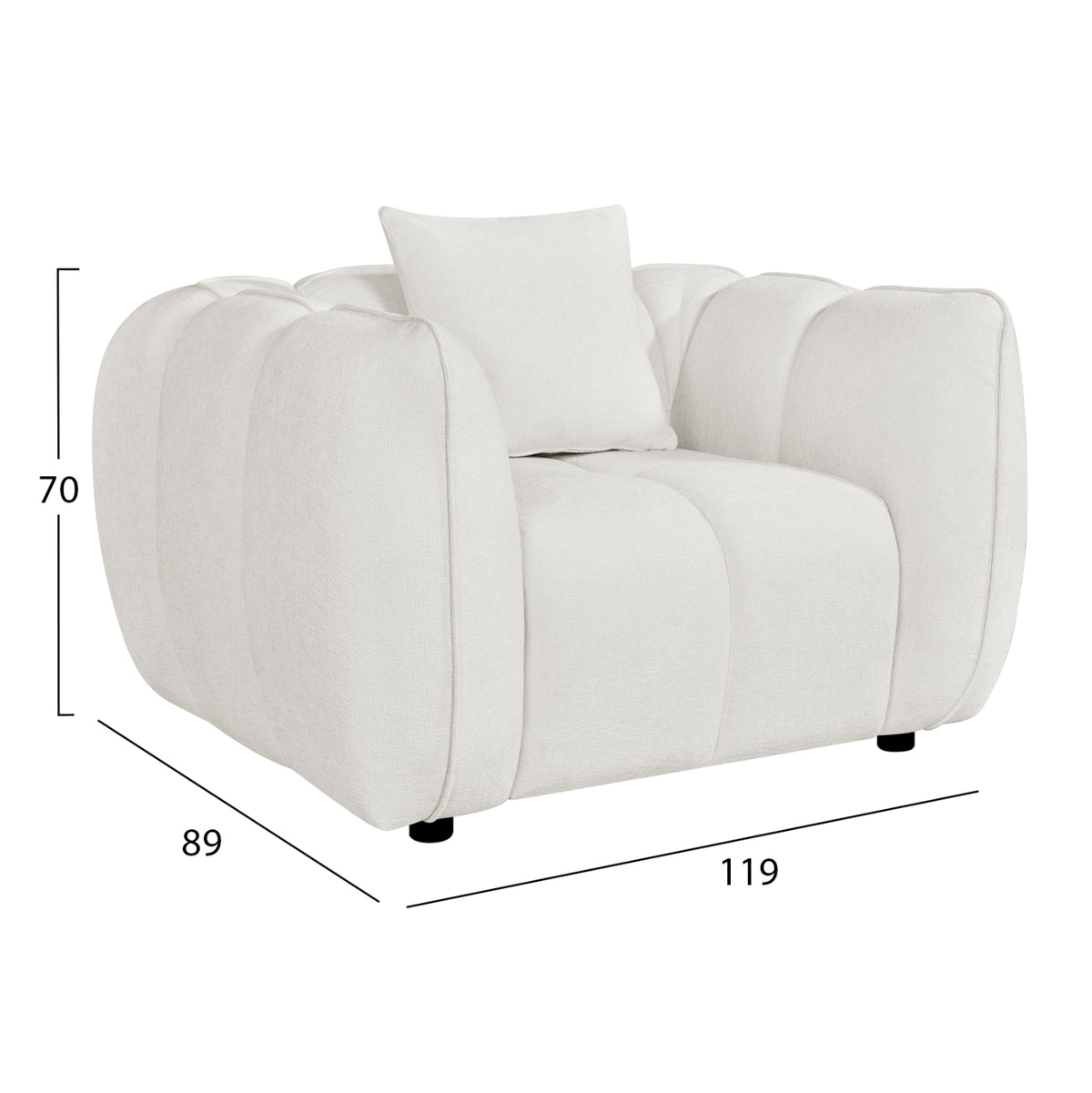 Lounge Armchair Lykke Hm3325.02 Ecru Fabric 119x89x70hcm