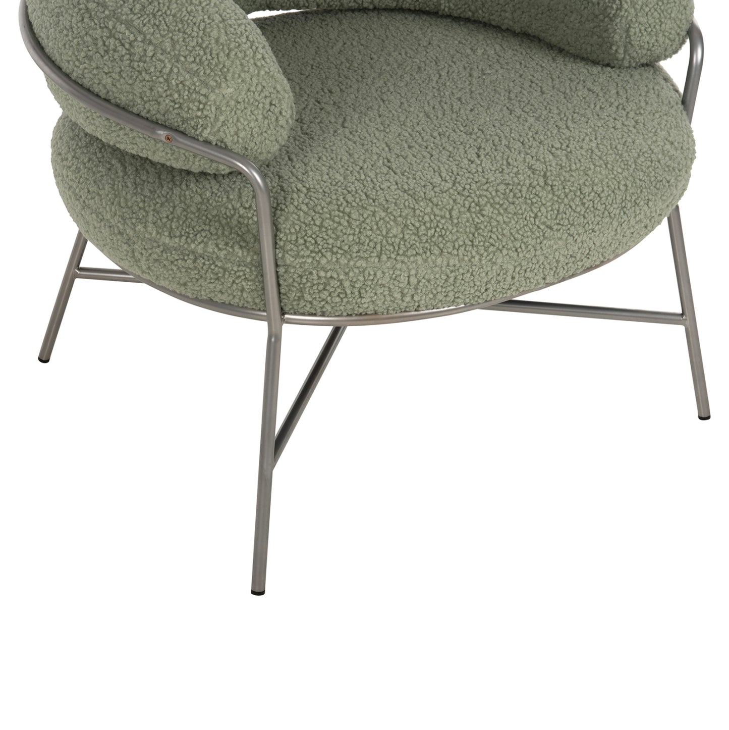 Armchair Trudi Hm8639.27 Pistachio Green Boucle Fabric And Silver Metal Frame 84x79x76hcm.