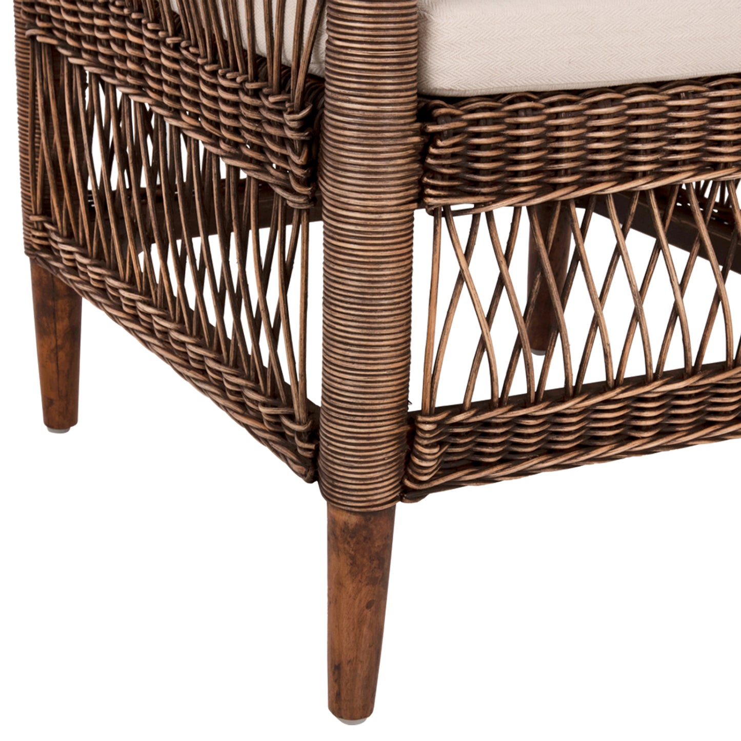 Armchair Malawi Hm9635.01 Mahogany Wood With Rattan In Brown-white Cushion 80x70x86hcm.