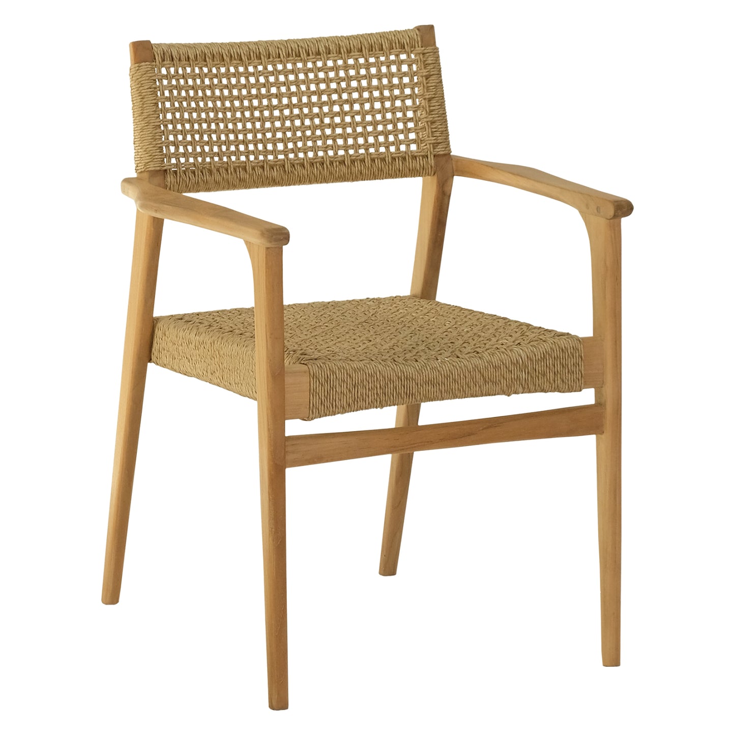 Dining Armchair Nebo Hm9937 Solid Teak Wood & Synthetic Rattan In Natural Color 57x63x80.5h