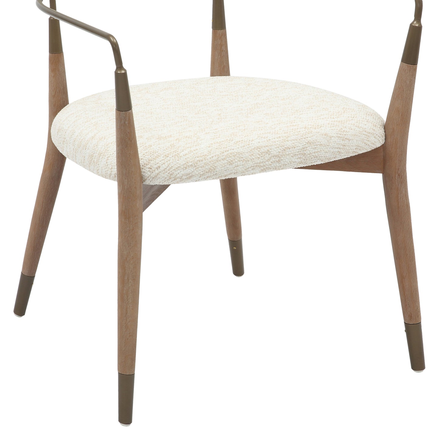 Dining Armchair Roy Hm9978.01 Beech Wood Legs-metal Arms-fabric In Ecru Color 51x48x77,5hcm.