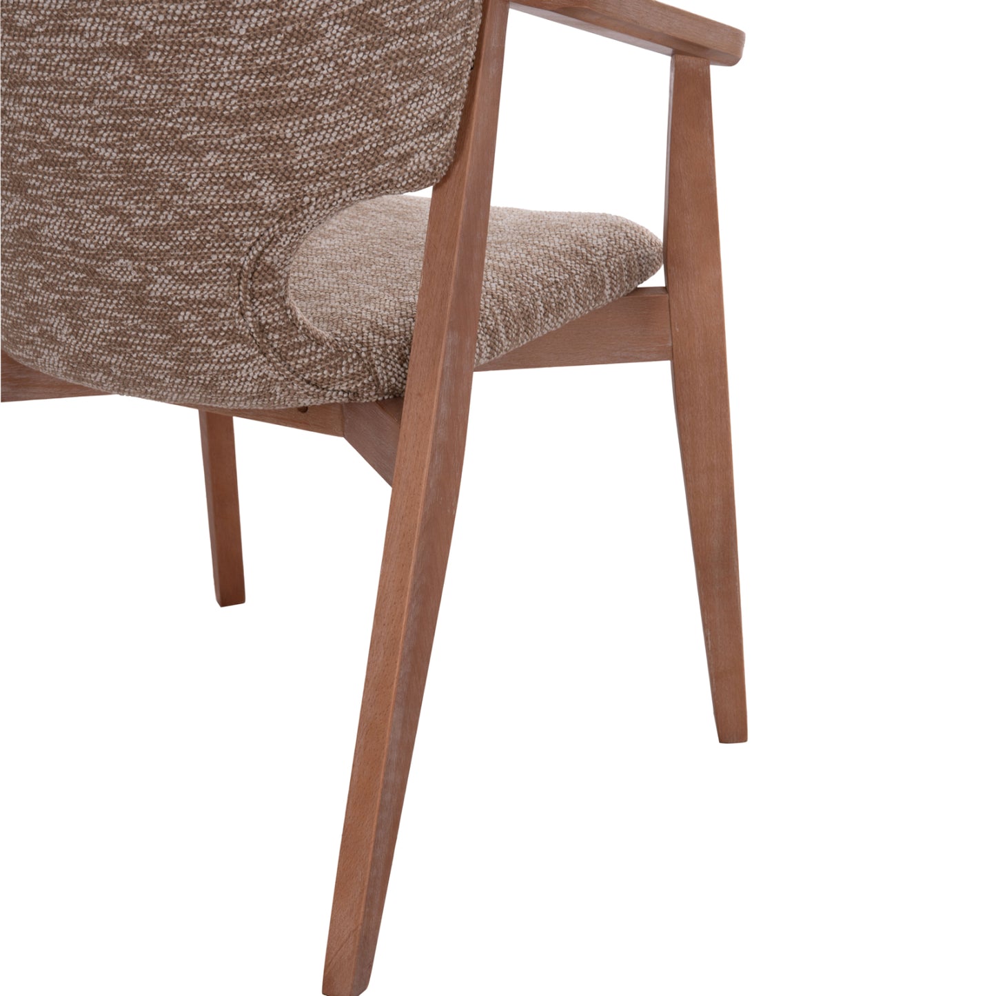 Dining Armchair Yeger Hm9995.03 Beech Wood In Whitewash-brown Fabric 59x58x78hcm.