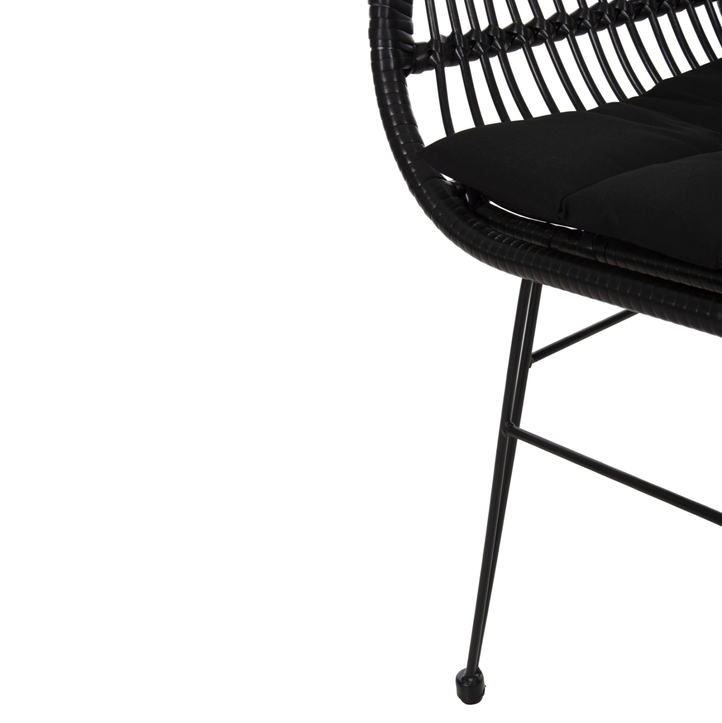 Armchair With Seat Cushion Metal Frame Allegra Hm5450.32 Black Rattan In Wicker 58x59x82h