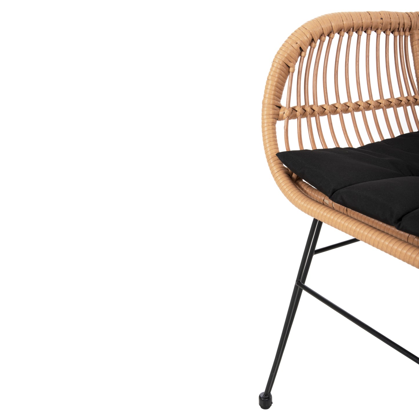 Armchair With Seat Cushion Metal Frame Allegra Hm5450.31 Beige Rattan In Wicker 58x59x82h Cm.m.