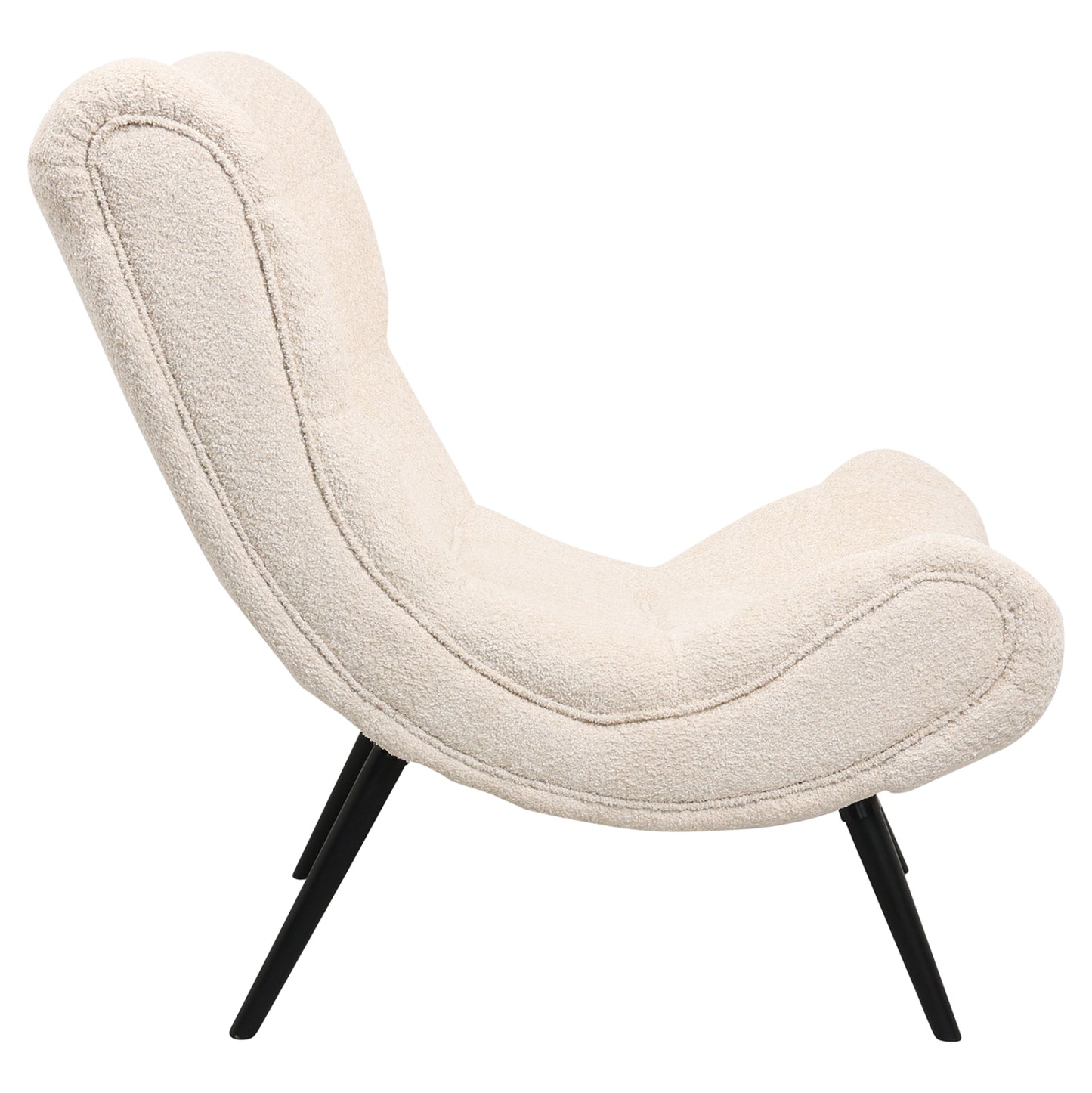 Lounge Armchair With Footrest Brym Hm10929.06 Ecru Boucle Fabric-black Legs 97x80x100hcm.