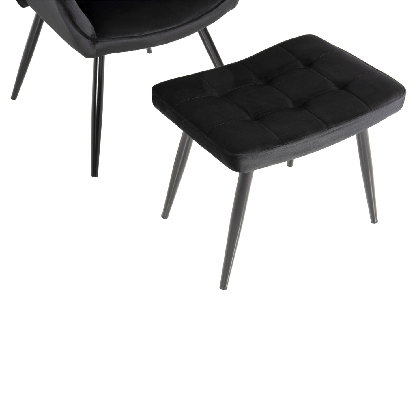 Armchair With Footstool Crawley Hm8918.04 Black Vlevet-metal Legs 70x57x103hcm.