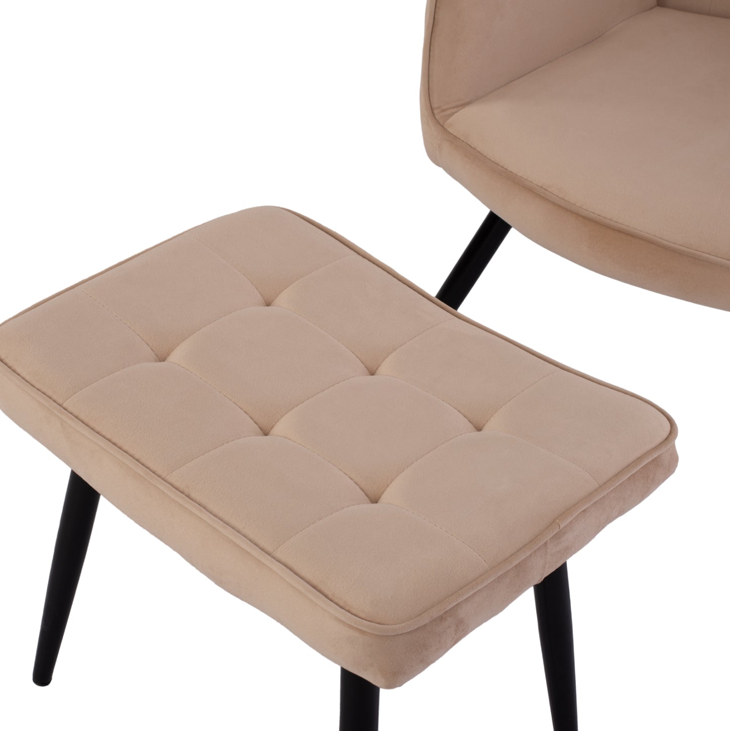 Hm8918.11 Armchair Crawley, Beige Velvet, Footstool, 70x57x103