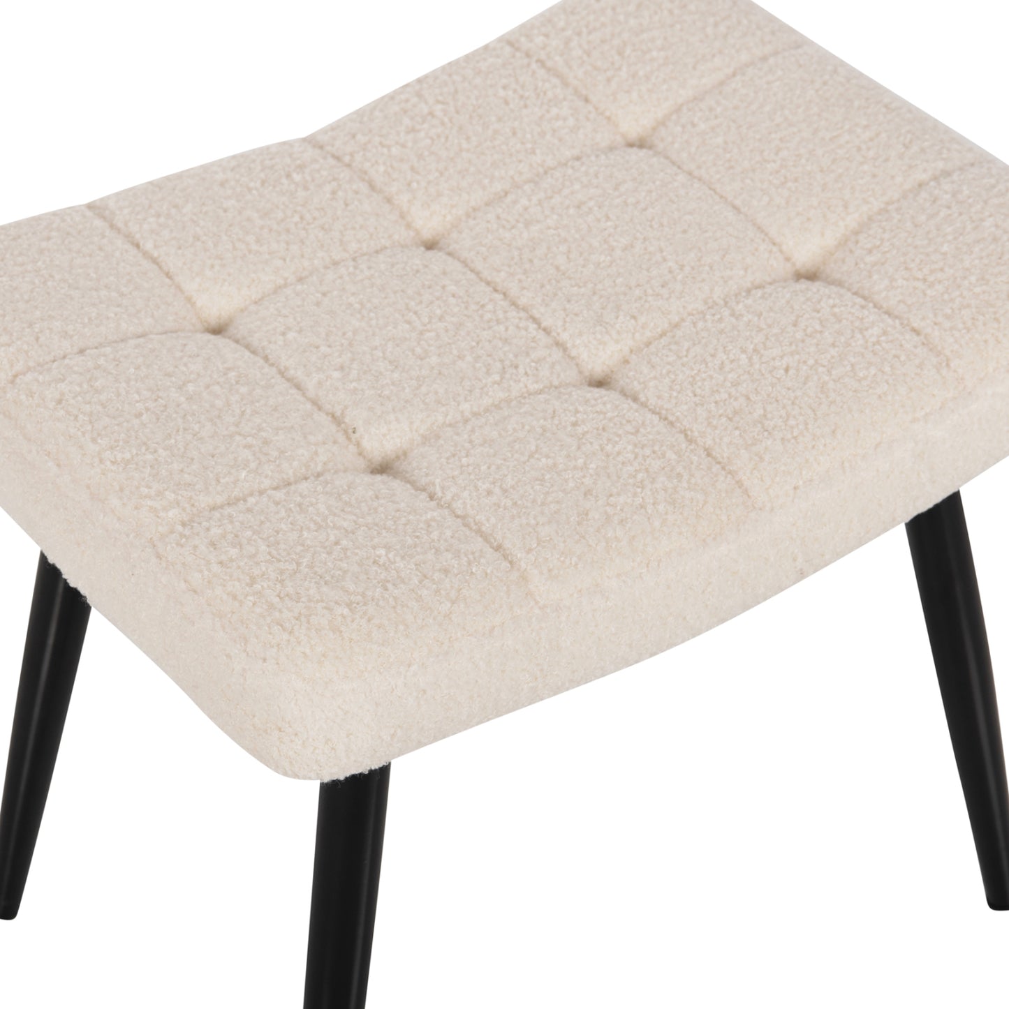 Armchair Crawley With Footstool Hm8918.25 White Boucle Fabric-black Metal Legs 70x74x105hcm.
