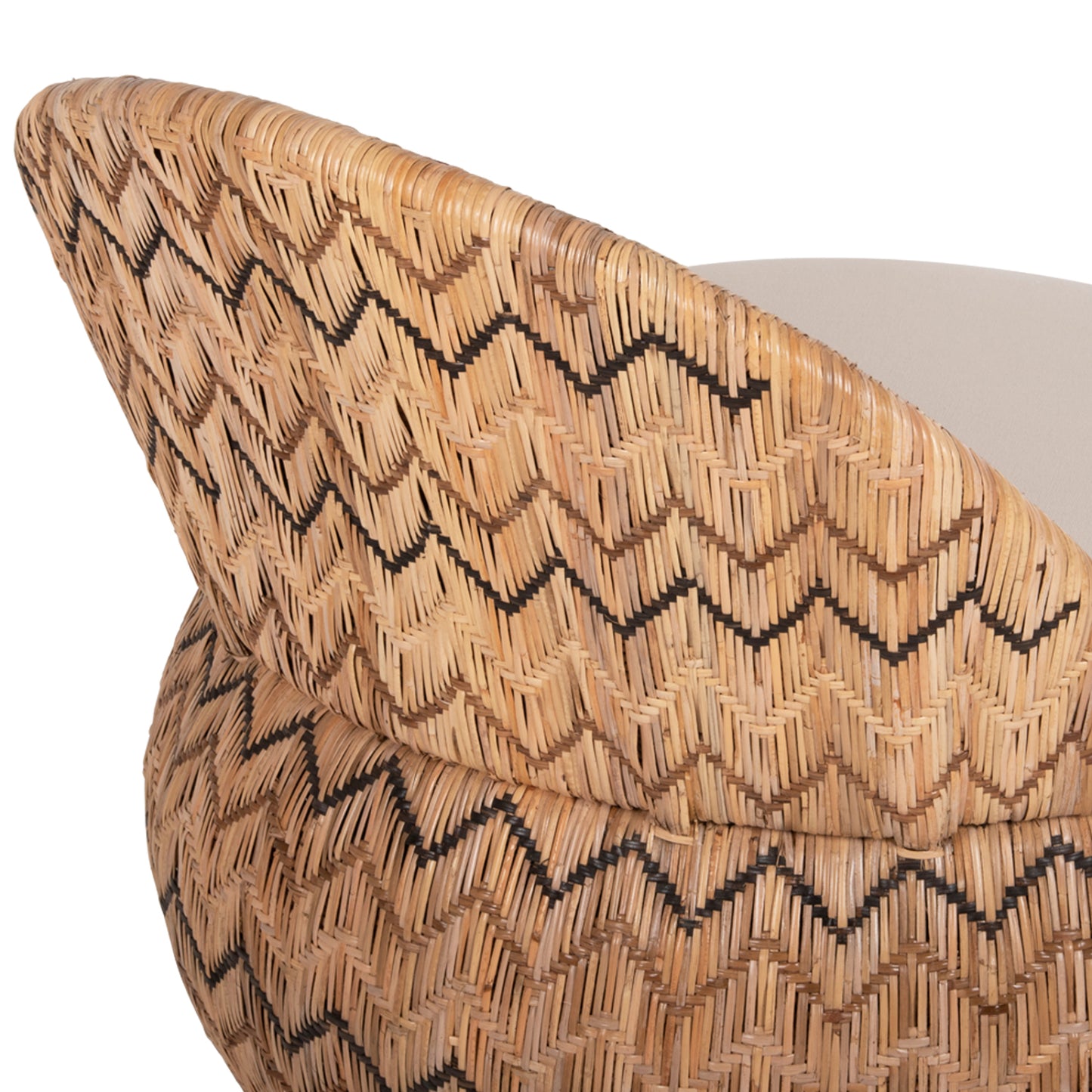Armchair Round Ladlon Hm5992 Rattan In Natural-cushion In Ecru 97x97x76hcm.