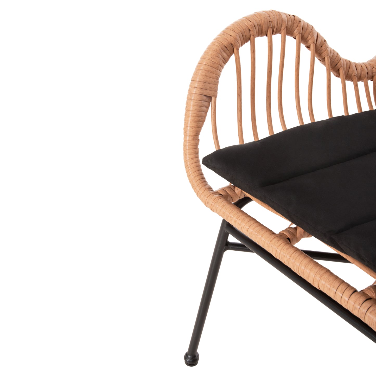 Outdoor Armchair Bergere Style Allegra Hm5704.11 P.e.rattan Beige-black Metal Frame 66x59x90hcm.