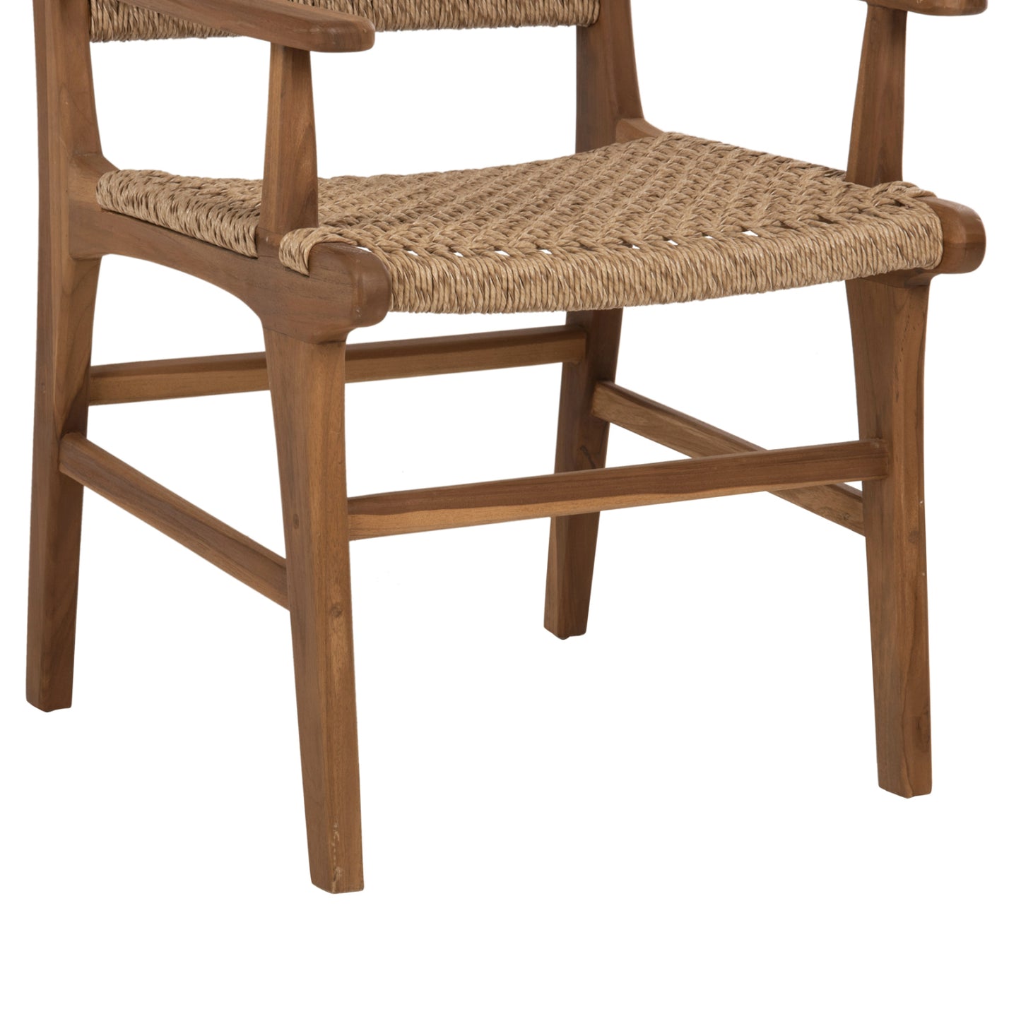 Armchair Nesha ΗΜ9385.11 Solid Teak Natural Color Knitted Rattan Rope 57.5x59x90hcm.