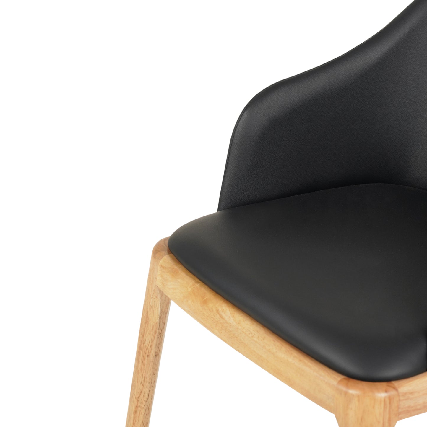 Dining Chair Furlan ΗΜ9949.01 Rubberwood In Oak-black Pu 54,5x58x78hcm.