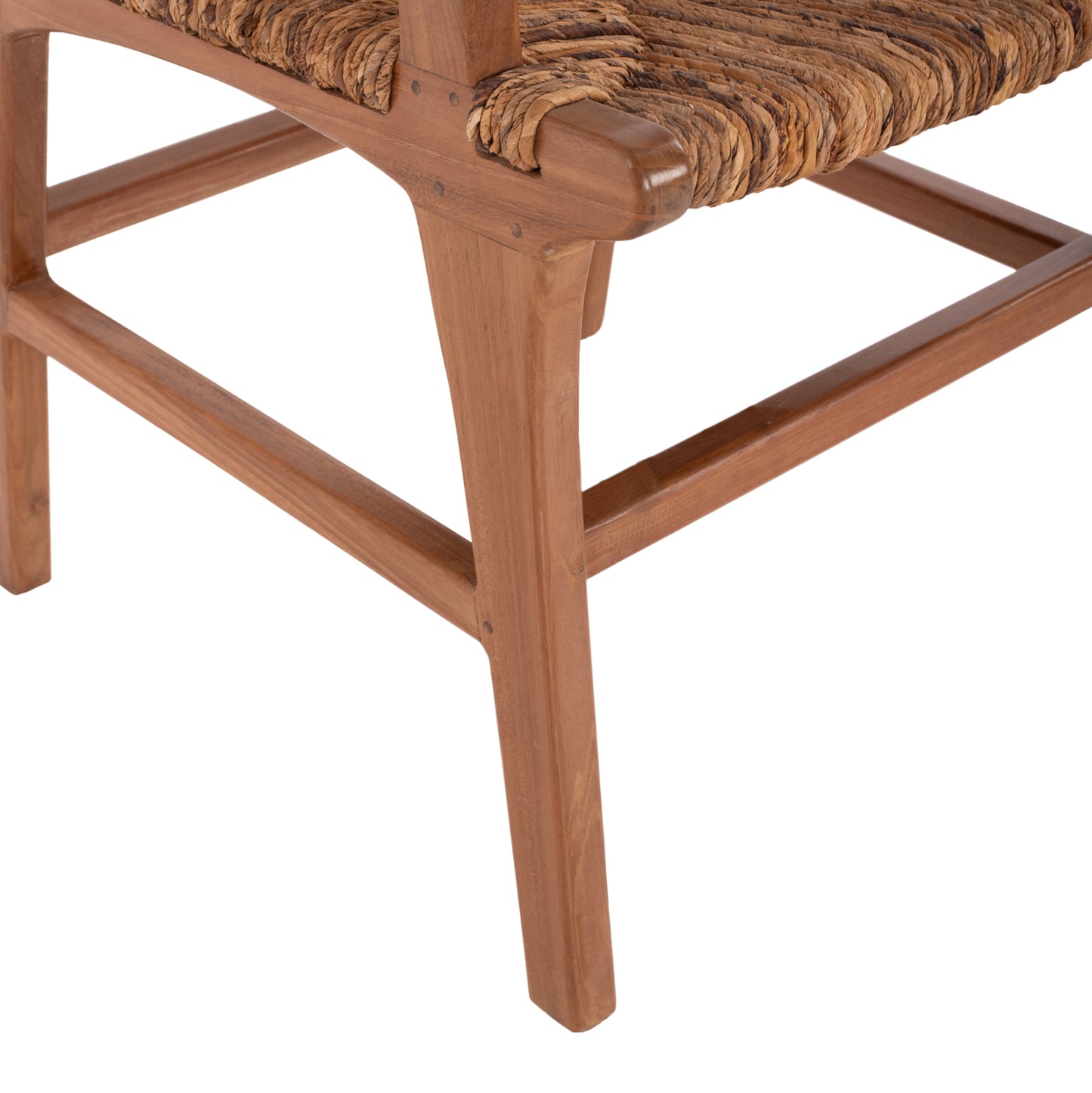 Dining Armchair Teak Wood & Rush Matting Walnut-beige Hm9400.01 54x58x86,5 Cm.