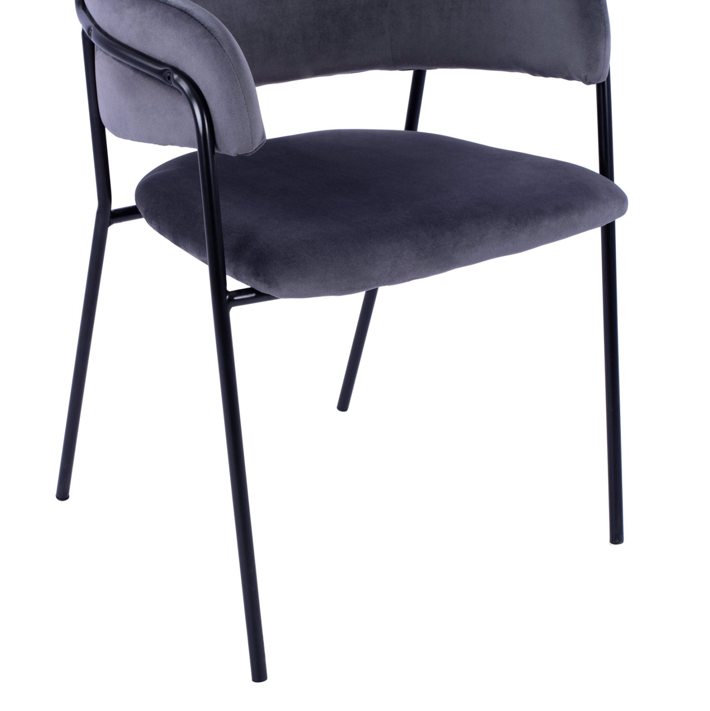 Armchair Kelso Hm8521.01 Velvet Dark Grey & Black Leg 52,5x52x80 Cm