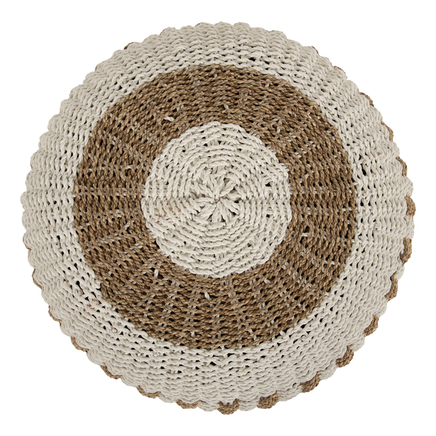 Stool Pouf Saroni Hm7851.01 Seagrass In Natural-white Color Φ60x35hcm.
