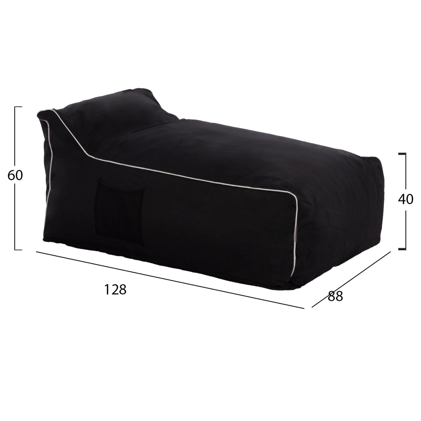 Beanbag Seat (pouf) “zafer” Hm5772.12 Textilene Fabric Black Color