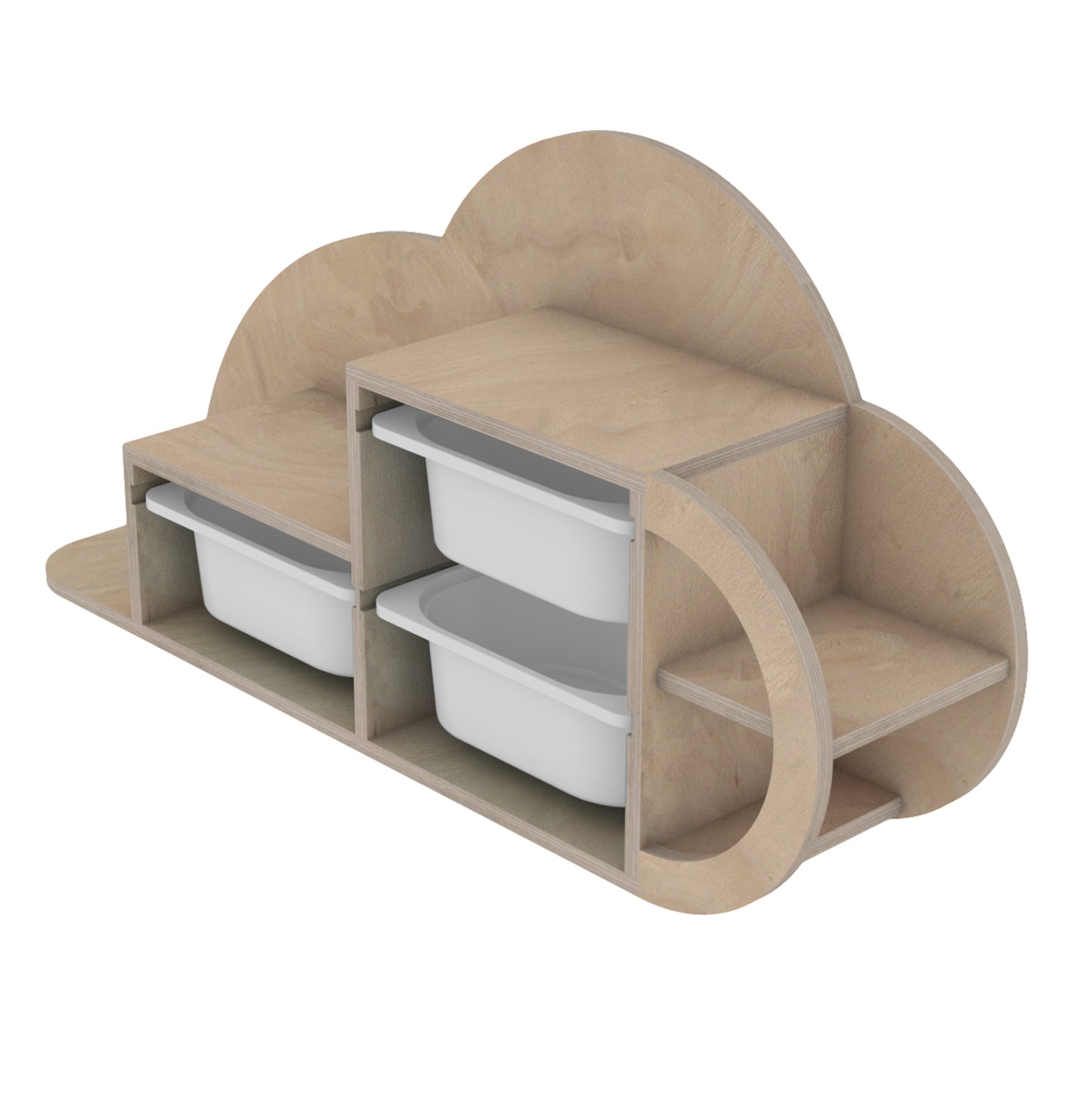 Wall Shelf Cobb Hm18227.03 Birch Wood In Natural-white P.e. Drawers 98x22,5x48,5hcm.